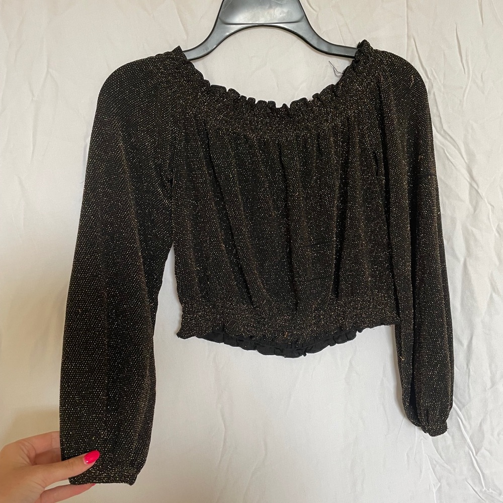 Black and Gold Crop Top